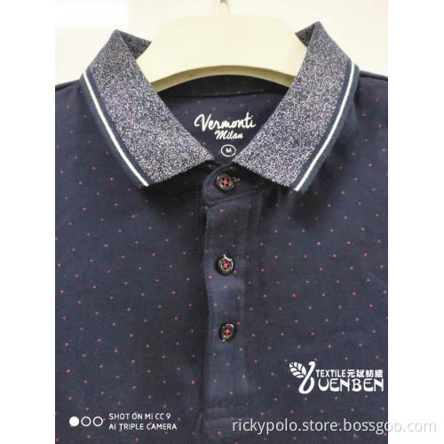 Solid Jersey With Printing And Jacquard Collar Shirt